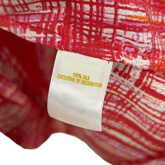 Kate Spade New York Pink Red Printed Tie Neck 100% Silk Sleeveless Top Small - Picture 3 of 4